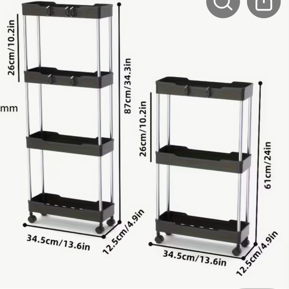 Black Multi-Tier Rolling Storage Rack